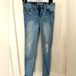 Slightly distressed skinny jeans
